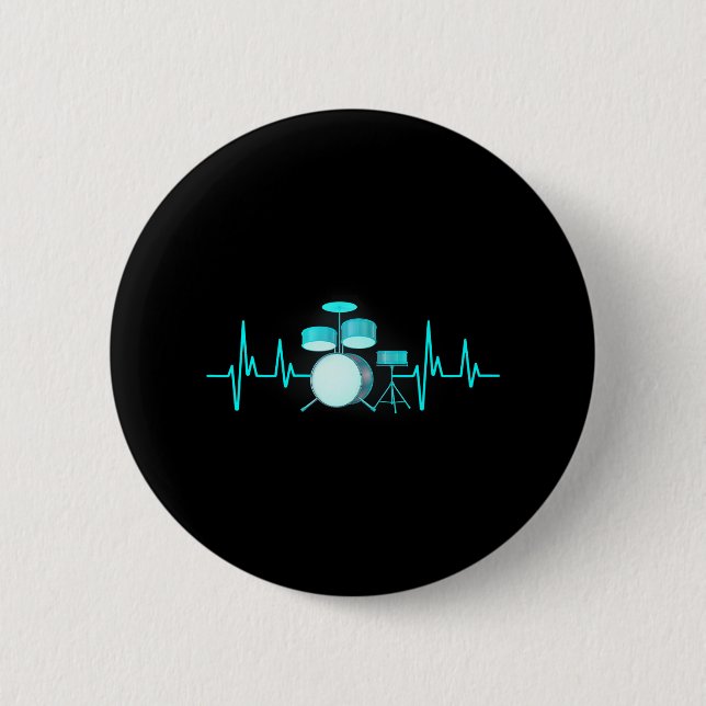 Drummer Drums Heartbeat Drumstick Drumset Music Button (Vorderseite)