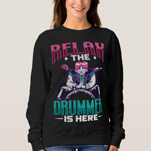 Drummer Drums Music Drum Set Drumming Instrument P Sweatshirt (Vorderseite)