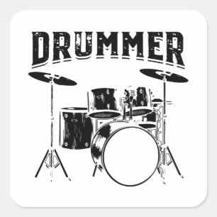 Drummer  Drums Musical Instrument Gift Idea Quadratischer Aufkleber
