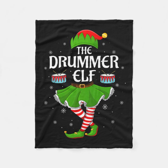 Drummer Elf Christmas Family Girls Women Elf Squad Fleecedecke (Vorderseite)