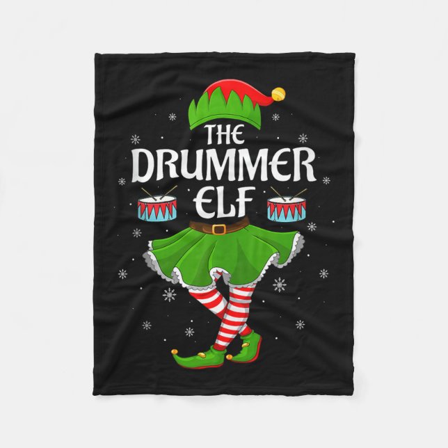 Drummer Elf Christmas Family Girls Women Elf Squad Fleecedecke (Vorderseite)