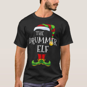 Drummer Elf Familie Matching Weihnachtsgruppe Funn T-Shirt