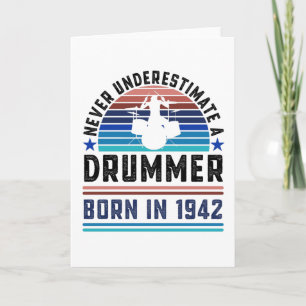 Drummer geboren 1942 80th Birthday Drumming Gift V Karte