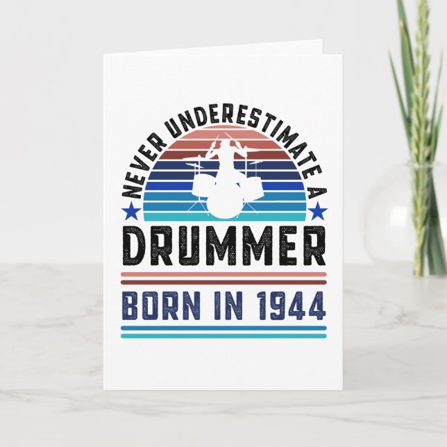 Drummer geboren 1944 80th Birthday Drumming Gift V Karte (Vorderseite)