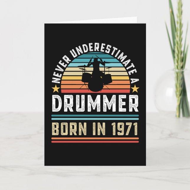 Drummer geboren 1971 50th Birthday Drumming Gift Karte (Vorderseite)