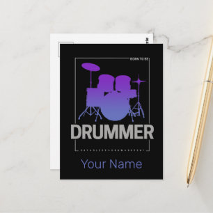 Drummer Geboren für Percussionist Band Mitglied zu Postkarte