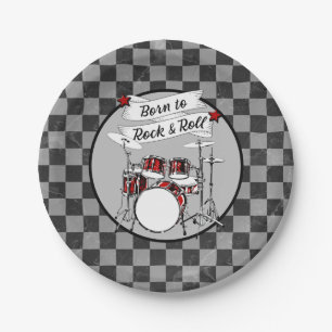 Drummer Geburtstag Geboren zum Rock & Roll Drum Ki Pappteller
