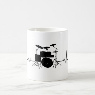 Drummer Gift Heartbeat Musikinstrument Trommeln Kaffeetasse