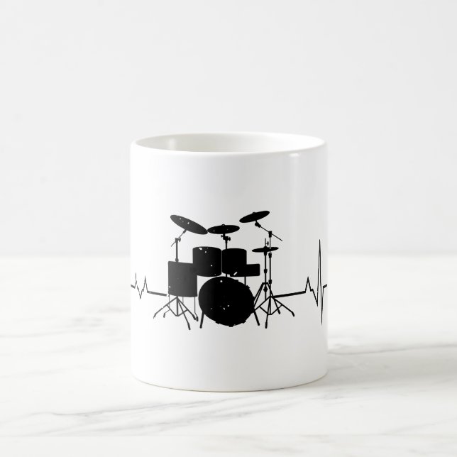 Drummer Gift Heartbeat Musikinstrument Trommeln Kaffeetasse (Mittel)