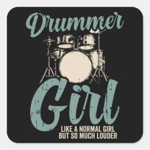 Drummer Girl   Drums Drummer Gift Quadratischer Aufkleber