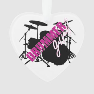 Drummer Girl Keramik Ornament