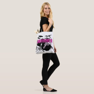 Drummer Girl mit Spaß Lila und Schwarz Grunge Text