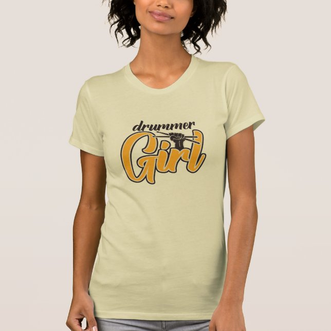 Drummer Girl Retro T-Shirt (Vorderseite)