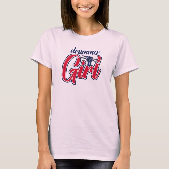 Drummer Girl Retro  T-Shirt (Vorderseite)