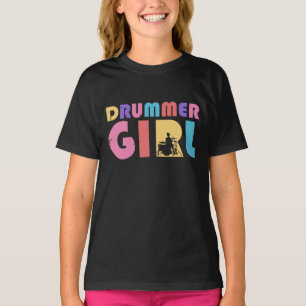 Drummer Girl Retro Vintag T-Shirt