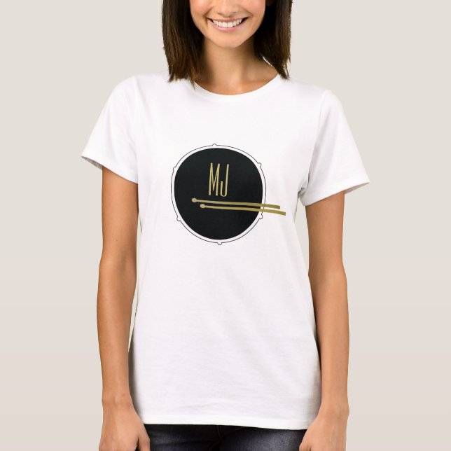 Drummer Girl T - Shirt | Rock Music Drums Monogram (Vorderseite)