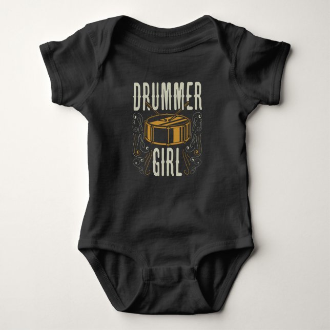 Drummer Girl | Trommeln Baby Strampler (Vorderseite)