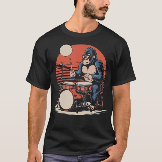 Drummer Gorilla Playing Drums Cool Design For Men  T-Shirt (Vorderseite)