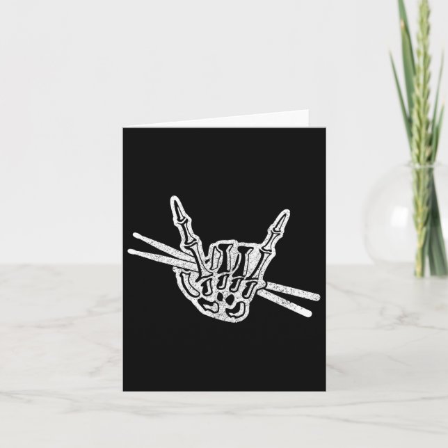 Drummer Halloween Skeleton Hand Rock and Roll Drum Karte (Vorderseite)