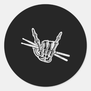 Drummer Halloween Skeleton Hand Rock and Roll Drum Runder Aufkleber