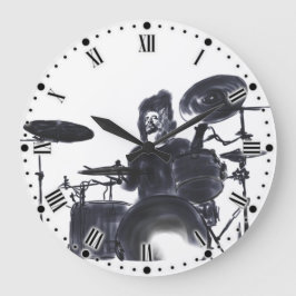 Drummer in Aktion Große Wanduhr