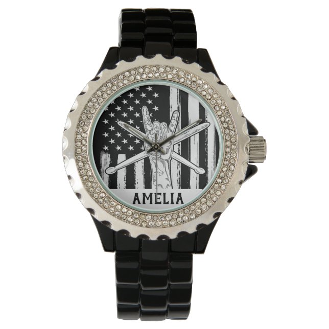 Drummer - Individuelle Name Armbanduhr (Vorderseite)