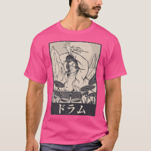Drummer Japanese Samurai Funny Rock Music T-Shirt