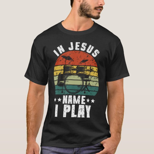 Drummer Jesus Drumming Drums Percussion Faith Chri T-Shirt (Vorderseite)