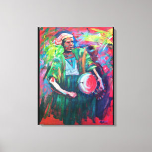 Drummer Junge 1, Mojisola A Gbadamosi Okubule Öl.. Leinwanddruck