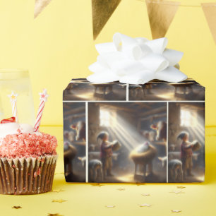 Drummer Junge mit dem Baby Jesus in Gefahr Geschenkpapier
