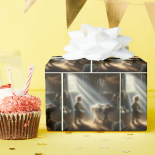 Drummer Junge mit dem Baby Jesus in Gefahr Geschenkpapier