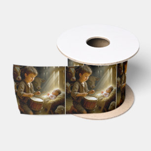 Drummer Junge mit dem Baby Jesus in Gefahr Satinband