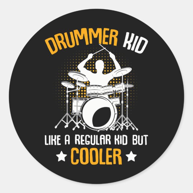 Drummer Kid Drumming Percussionist Drums Kids Runder Aufkleber (Vorderseite)