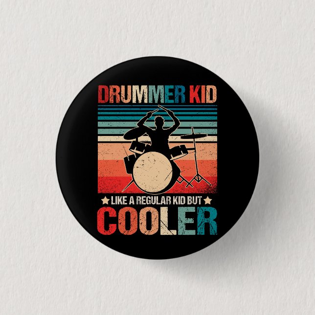 Drummer kid wie ein normales kid aber Cooler tromm Button (Vorderseite)