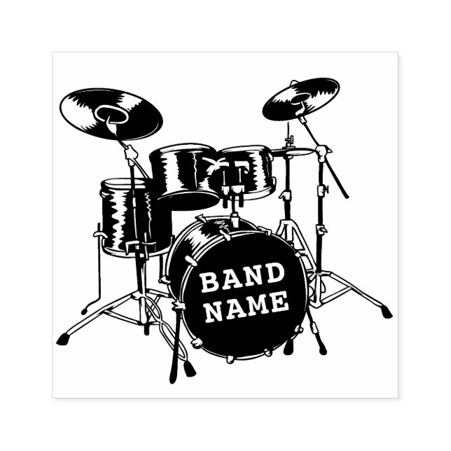 Drummer-Kit Personalisierter Band Name Holz Gummistempel (Prägung)