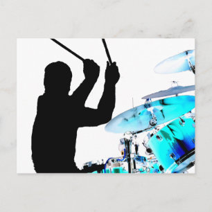 Drummer klebt in der Luft schattenblauen Invert Dr Postkarte