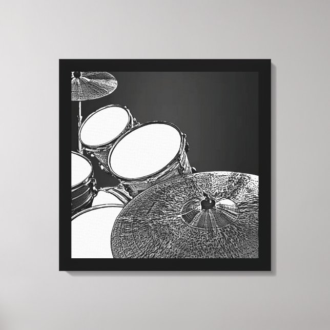 Drummer Leinwand Drum Kit mit Crash Square Art (Vorderseite)