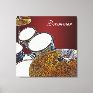 Drummer Leinwand Drum Kit mit Crash Square Art