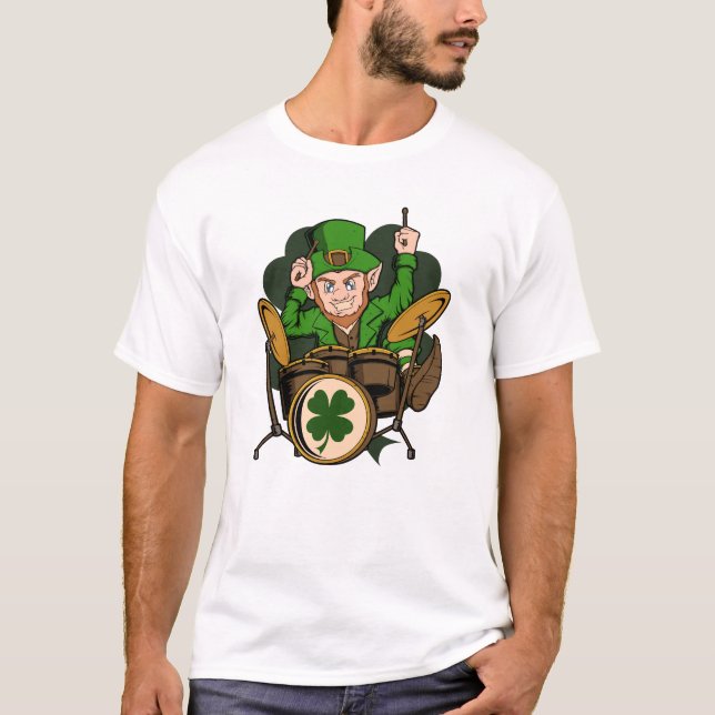 Drummer Leprechaun St. Patrick's Day T-Shirt (Vorderseite)