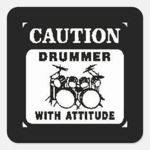 Drummer mit Attitude Quadratischer Aufkleber