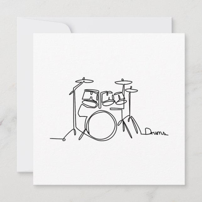 Drummer Music Design One-Line Drums Dankeskarte (Vorderseite)
