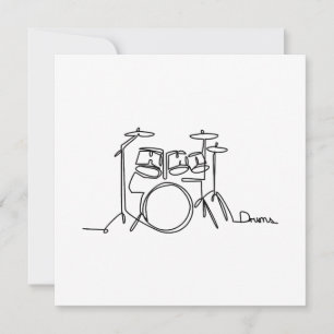Drummer Music Design One-Line Drums Einladung