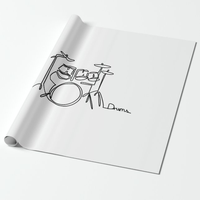 Drummer Music Design One-Line Drums Geschenkpapier (Ungerollt)