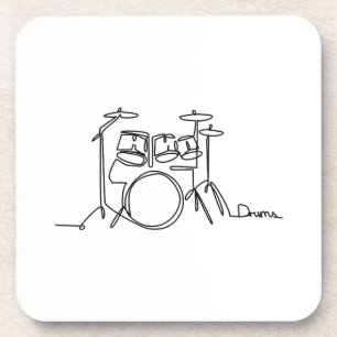 Drummer Music Design One-Line Drums Getränkeuntersetzer