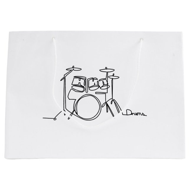 Drummer Music Design One-Line Drums Große Geschenktüte (Vorderseite)