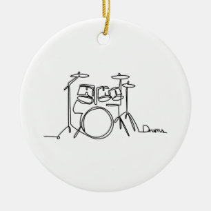 Drummer Music Design One-Line Drums Keramik Ornament