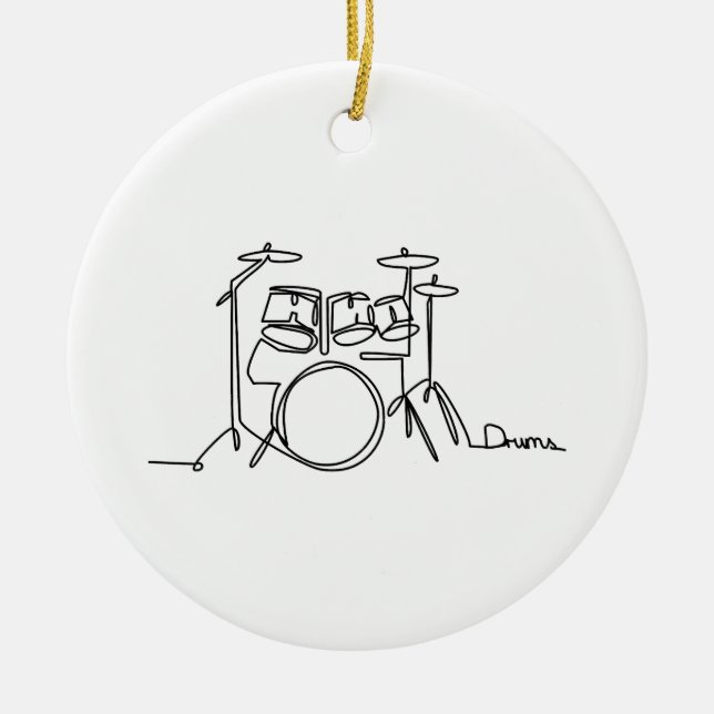 Drummer Music Design One-Line Drums Keramik Ornament (Vorne)