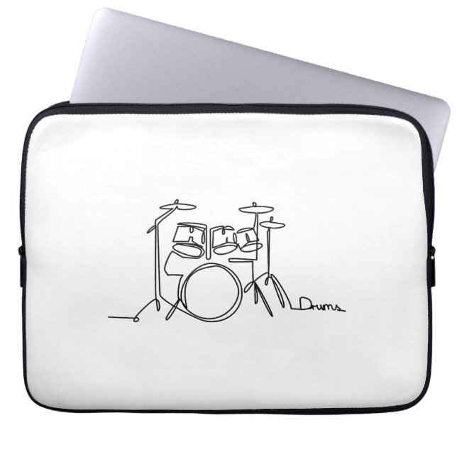 Drummer Music Design One-Line Drums Laptopschutzhülle (Vorderseite)