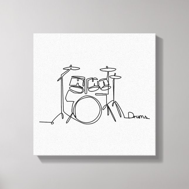 Drummer Music Design One-Line Drums Leinwanddruck (Vorderseite)