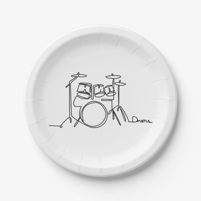 Drummer Music Design One-Line Drums Pappteller (Vorderseite)